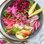 rødbedetatar og vegansk russisk salat