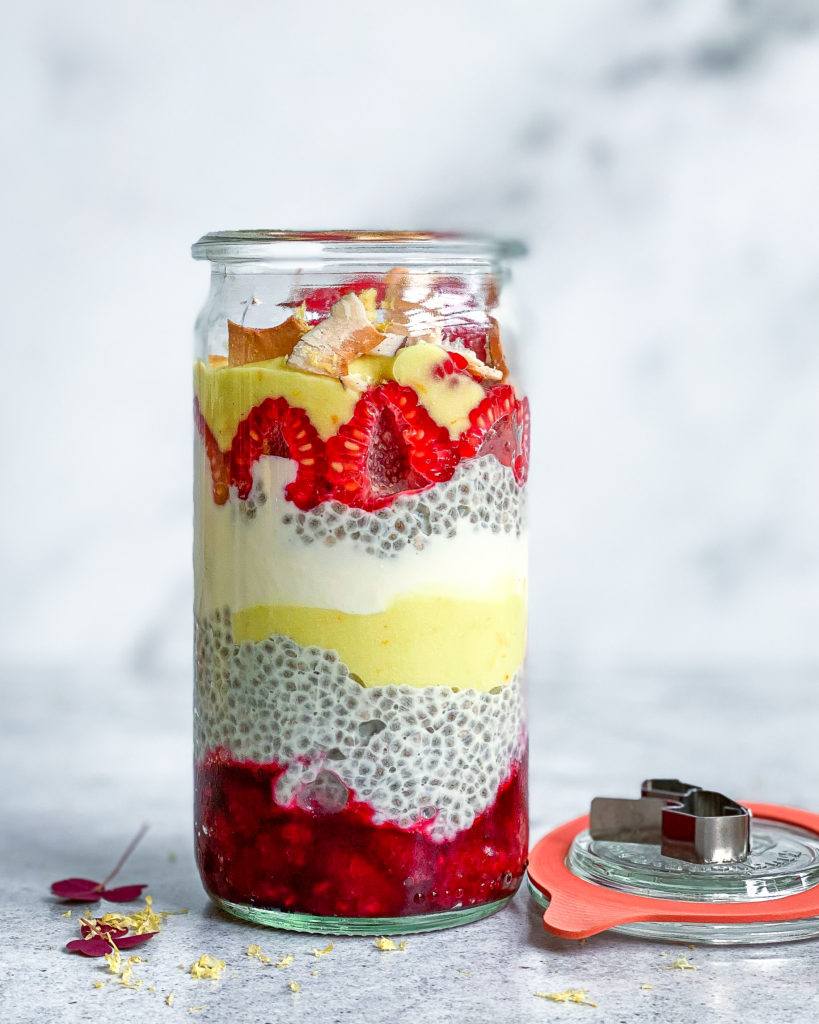 vegansk lemon curd og chia glas