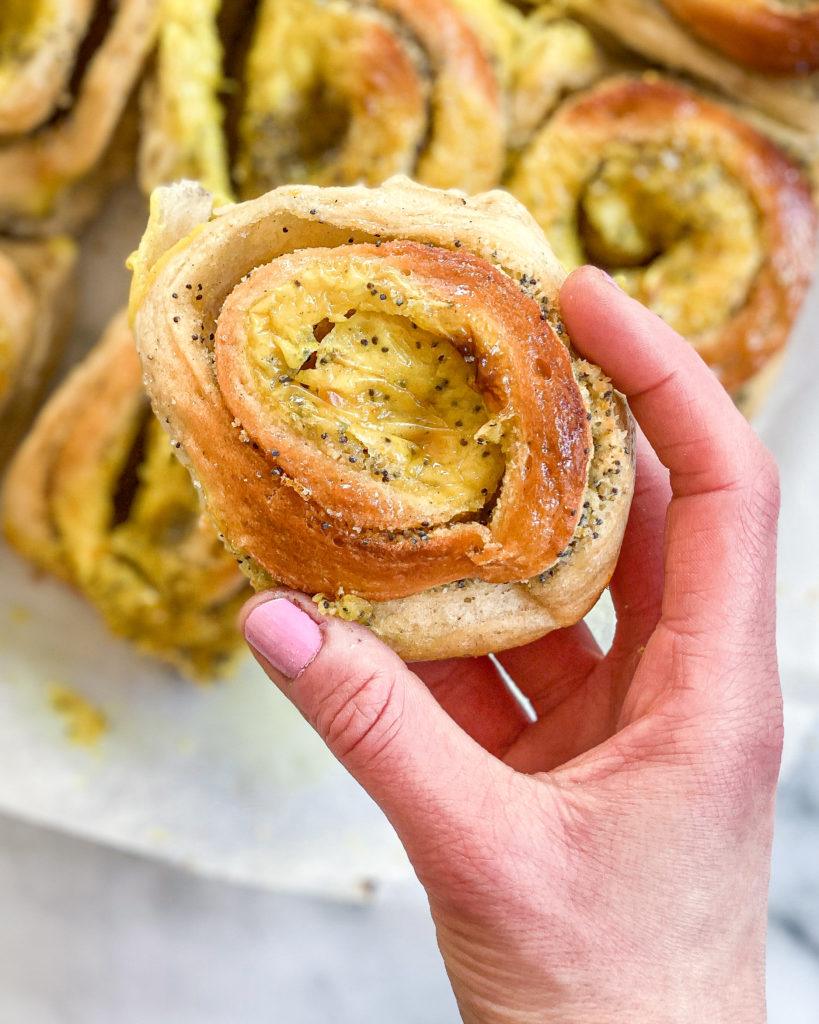 veganske snegle med marcipanremonce og lemoncurd
