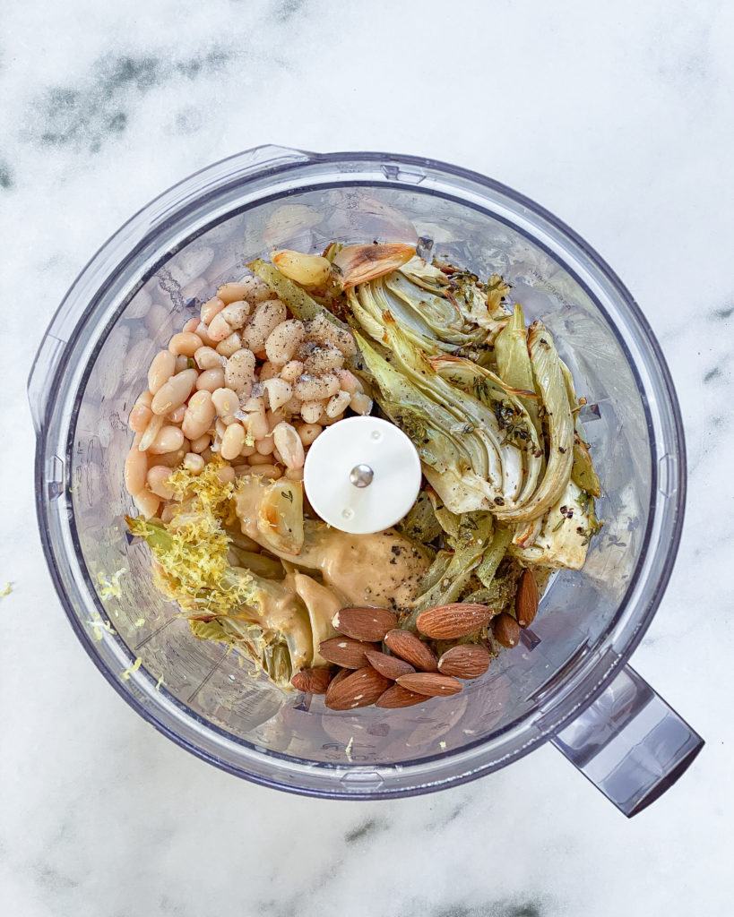 ingredienser til hummus med bagt fennikel