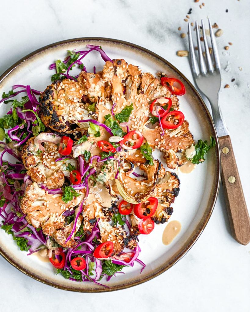 stegt blomkål med tahin miso dressing