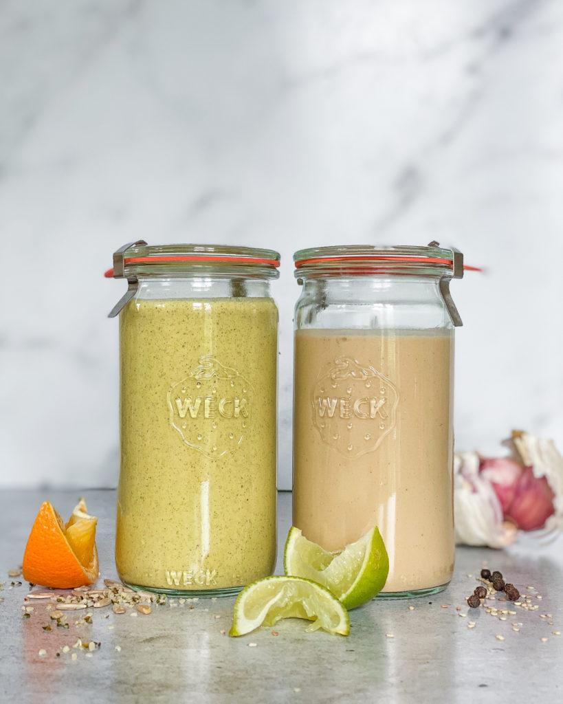 tahindressing med miso og gurkemeje dressing