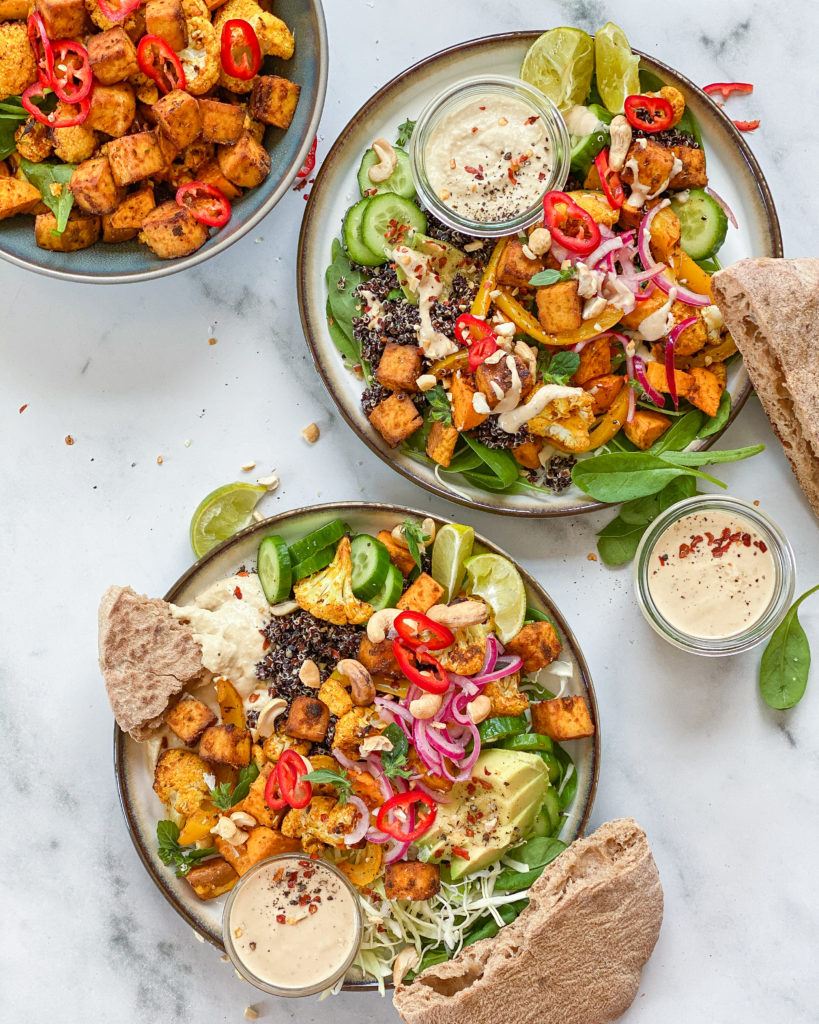 vegansk shawarma tofu bowls