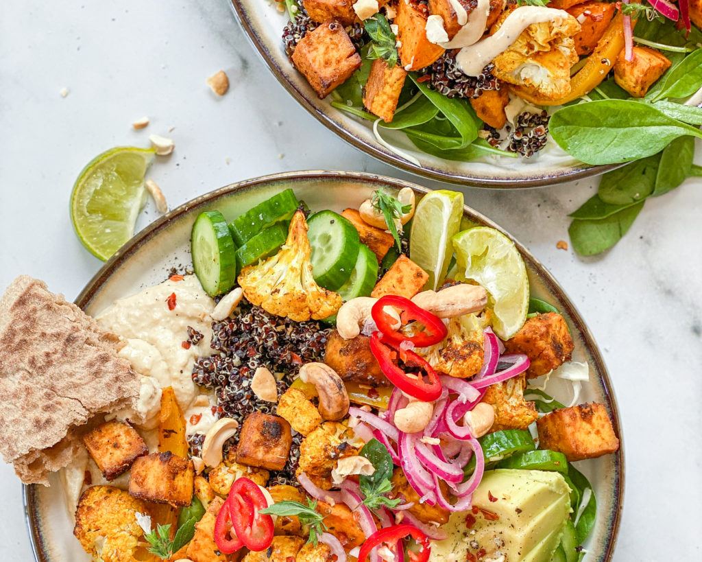 vegansk shawarma tofu og grønt