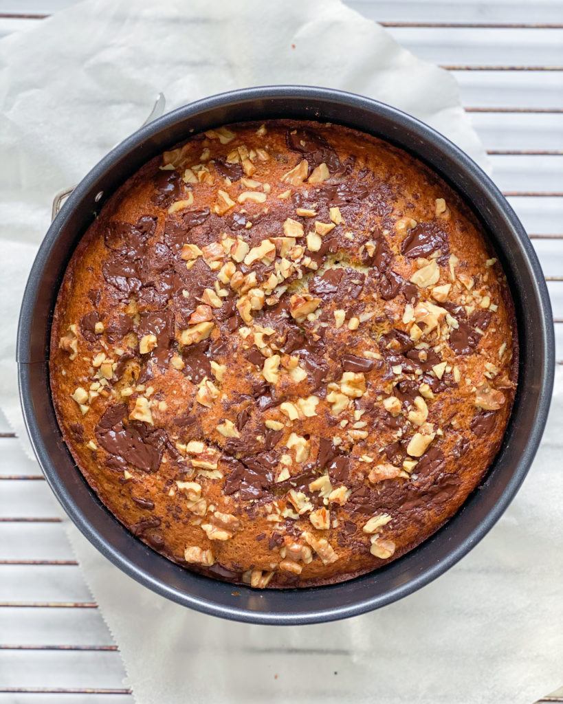 vegansk banankage efter bagning