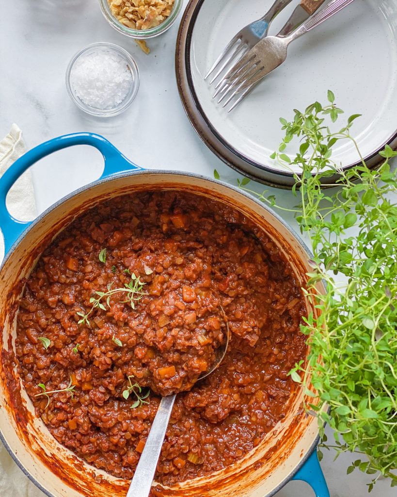 vegansk bolognese i gryde