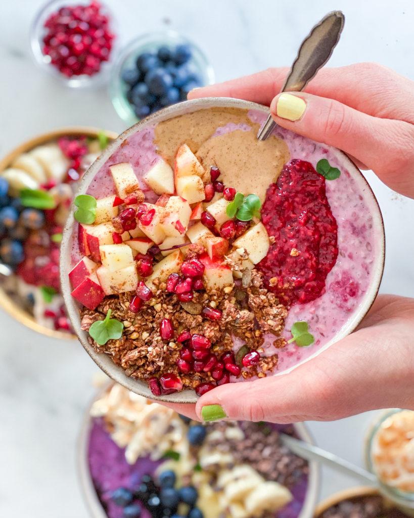 overnight oats med hindbær