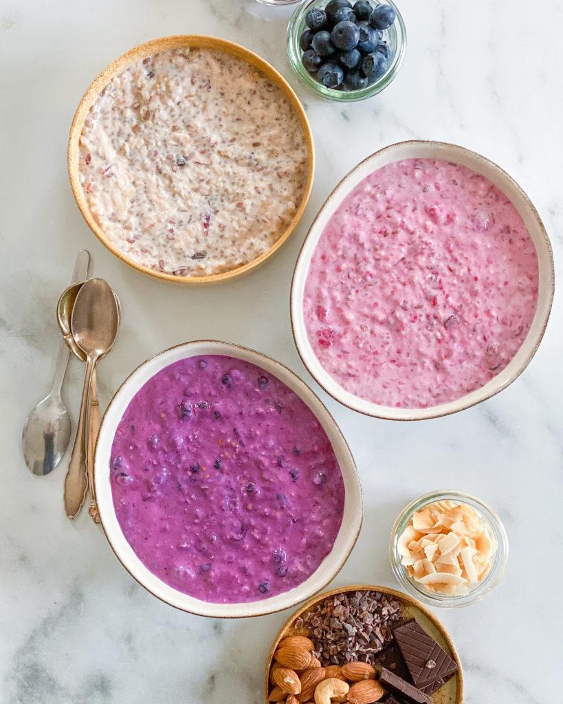 overnight oats i skåle uden topping