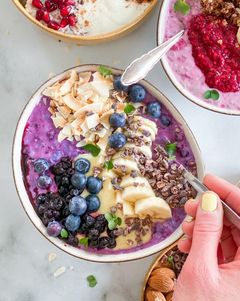 overnight oats med blåbær