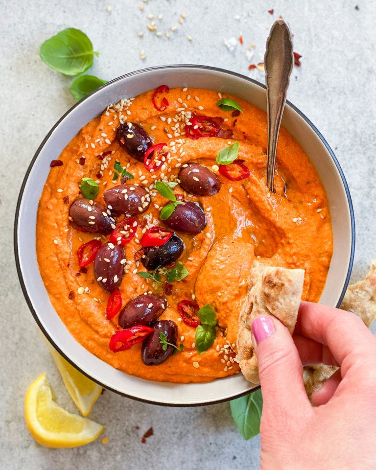 hummus med bagte peberfrugter