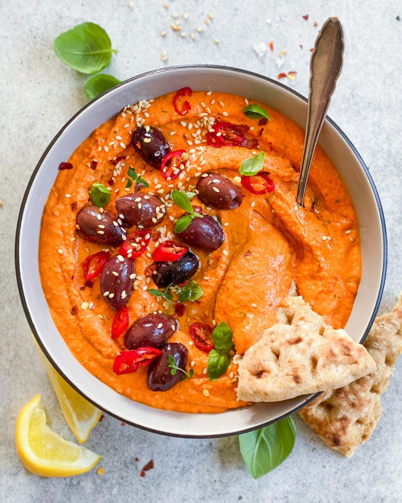hummus med bagte peberfrugter
