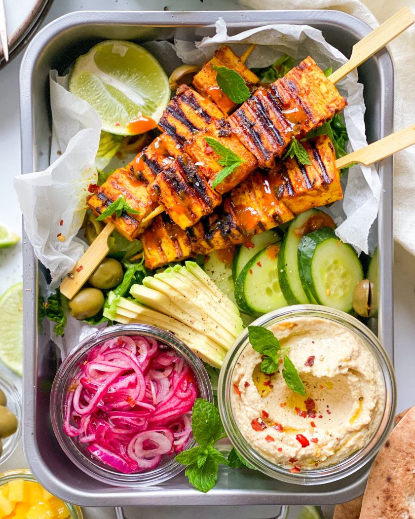 tofu grillspyd med karrymarinade