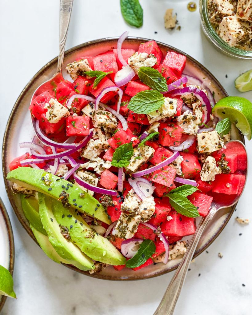 vandmelonsalat med tofu feta og mynte