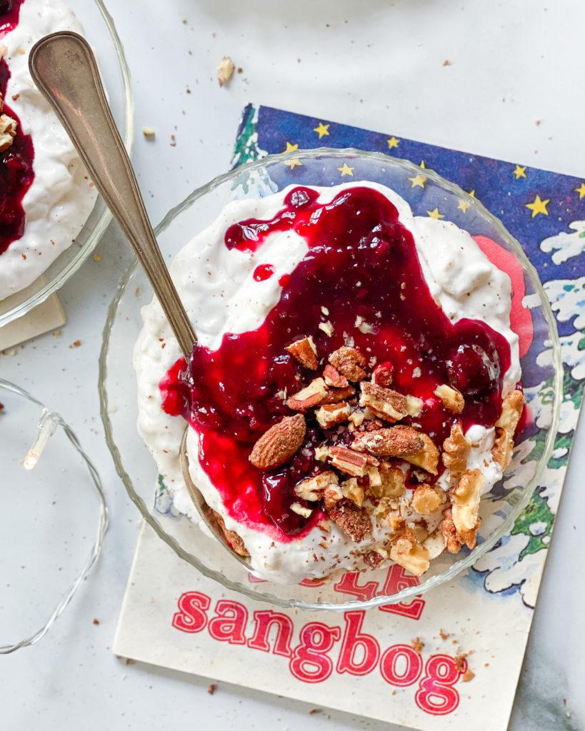 vegansk risalamande med kirsebærsauce