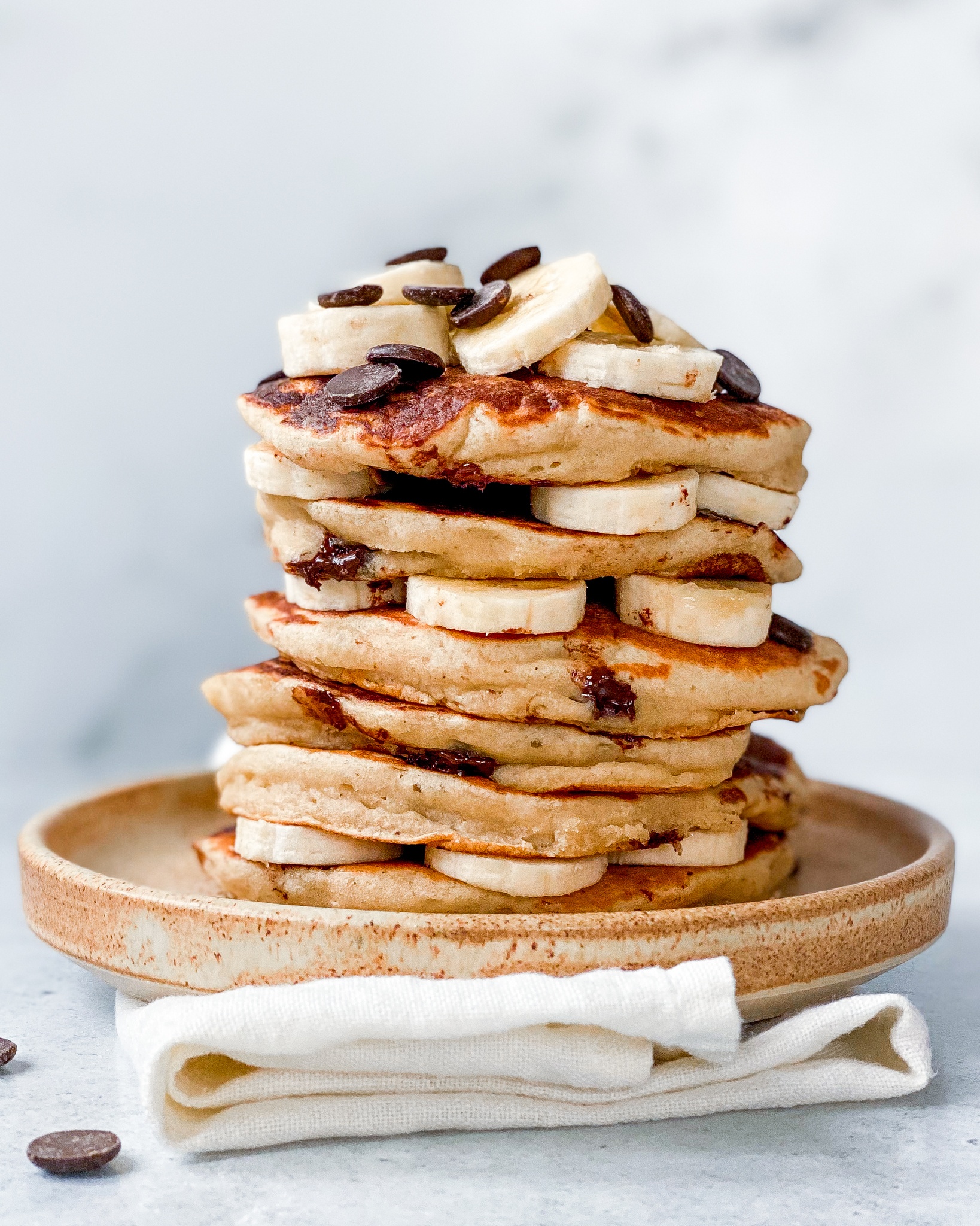 amerikanske pandekager med chokolade banan