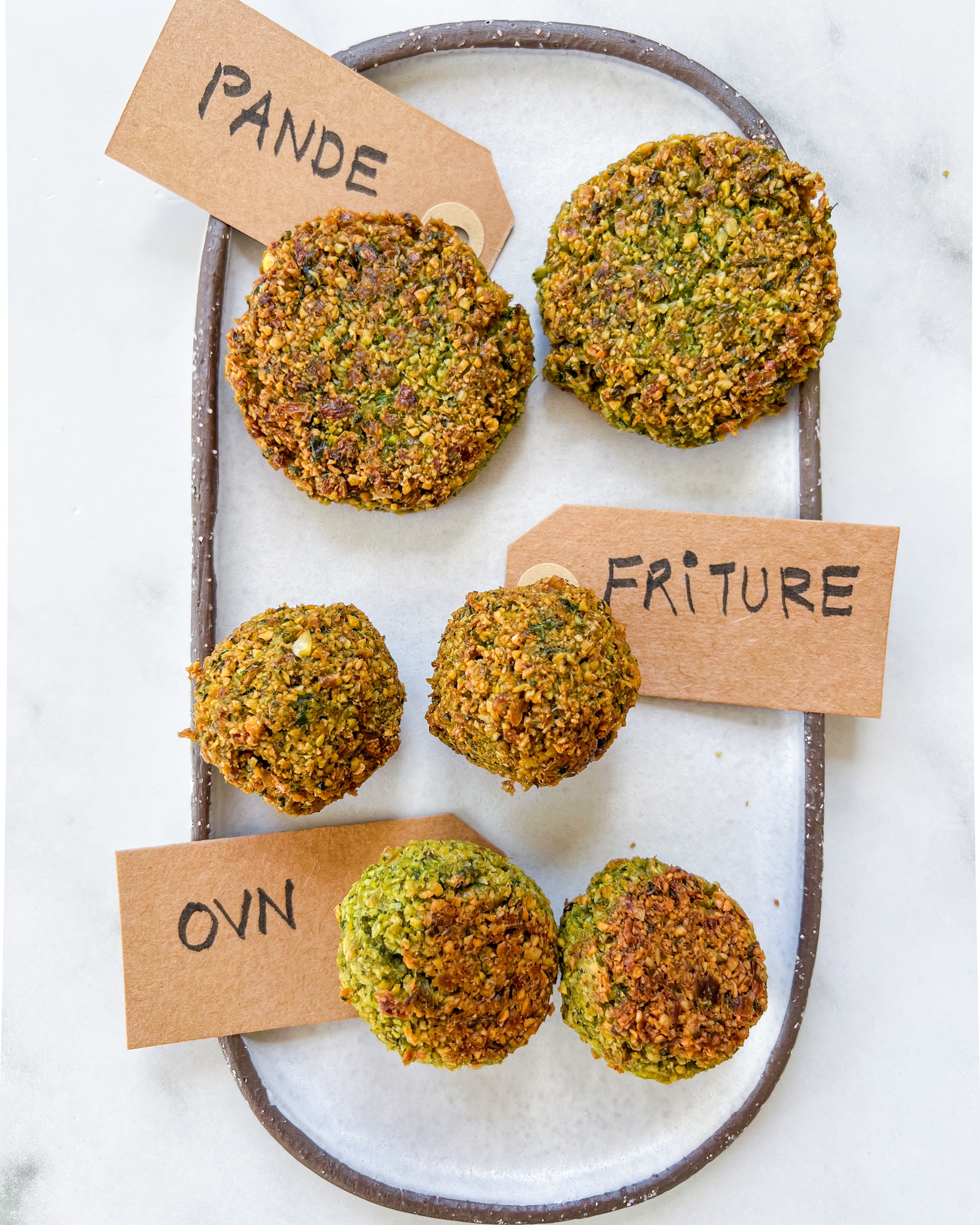 falafler i ovn, friture eller på pande
