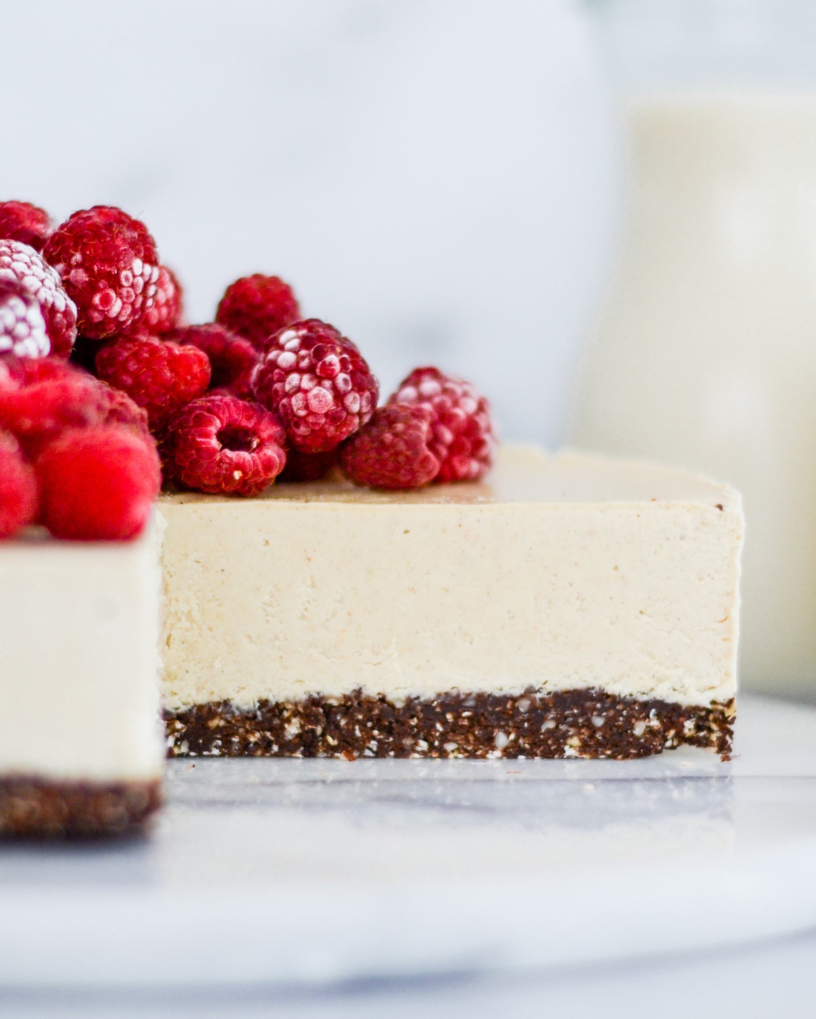 vegansk cheesecake skåret