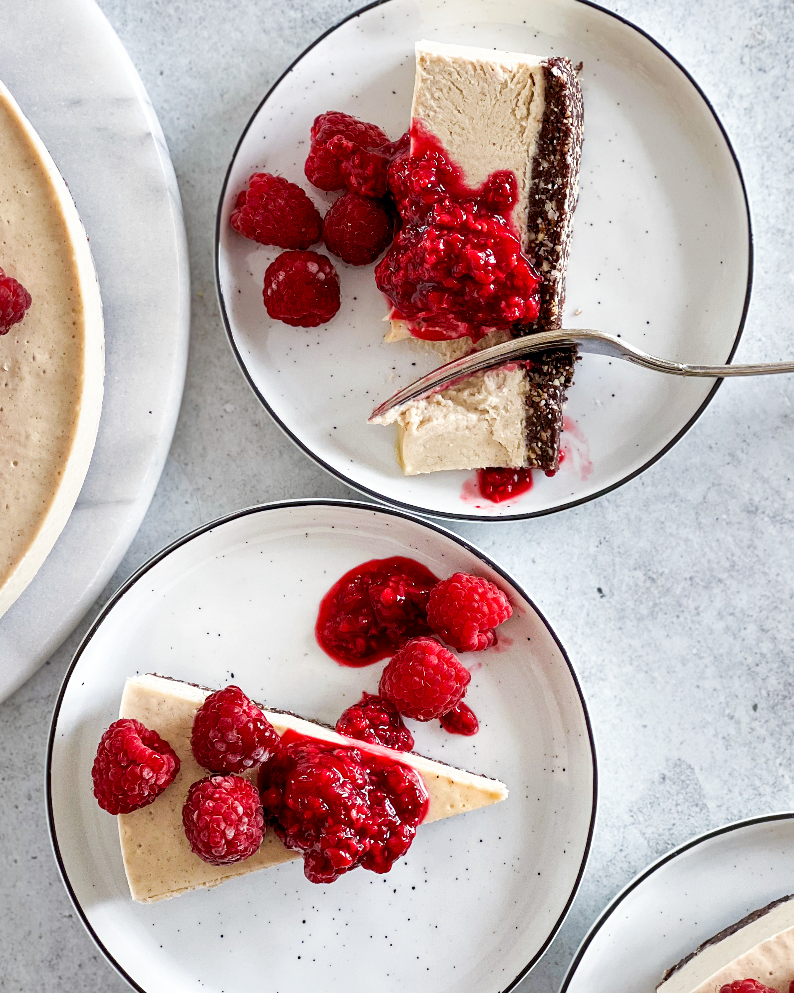 vegansk cheesecake stykker