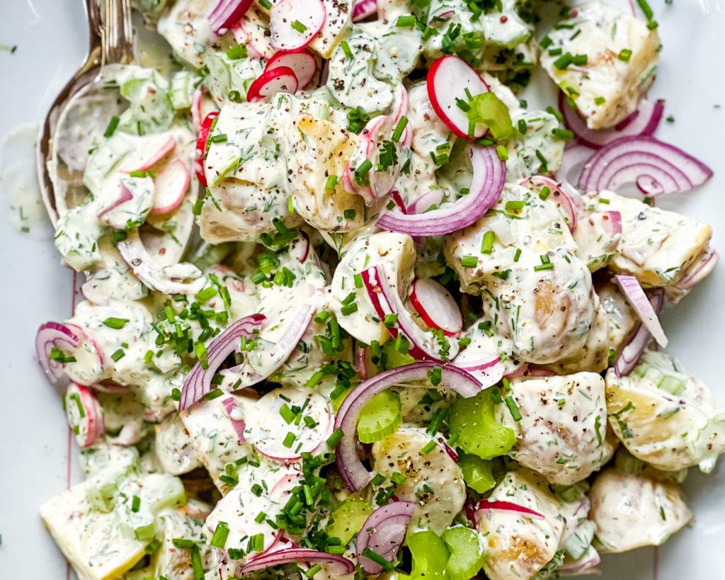vegansk kartoffelsalat uden mælkeprodukter