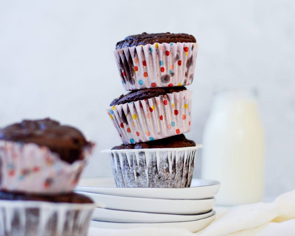 veganske bananmuffins med chokolade