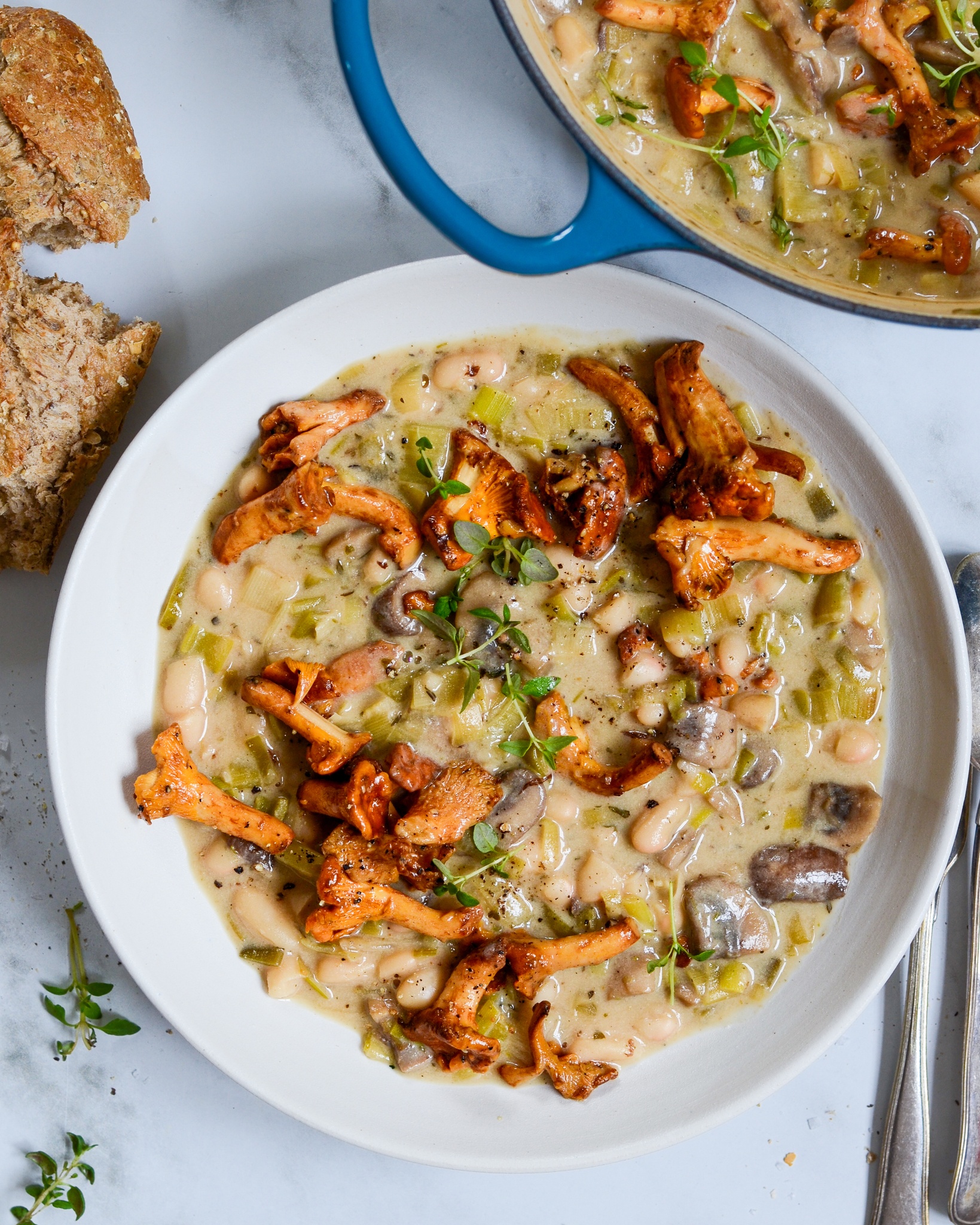 svampe stroganoff med bønner