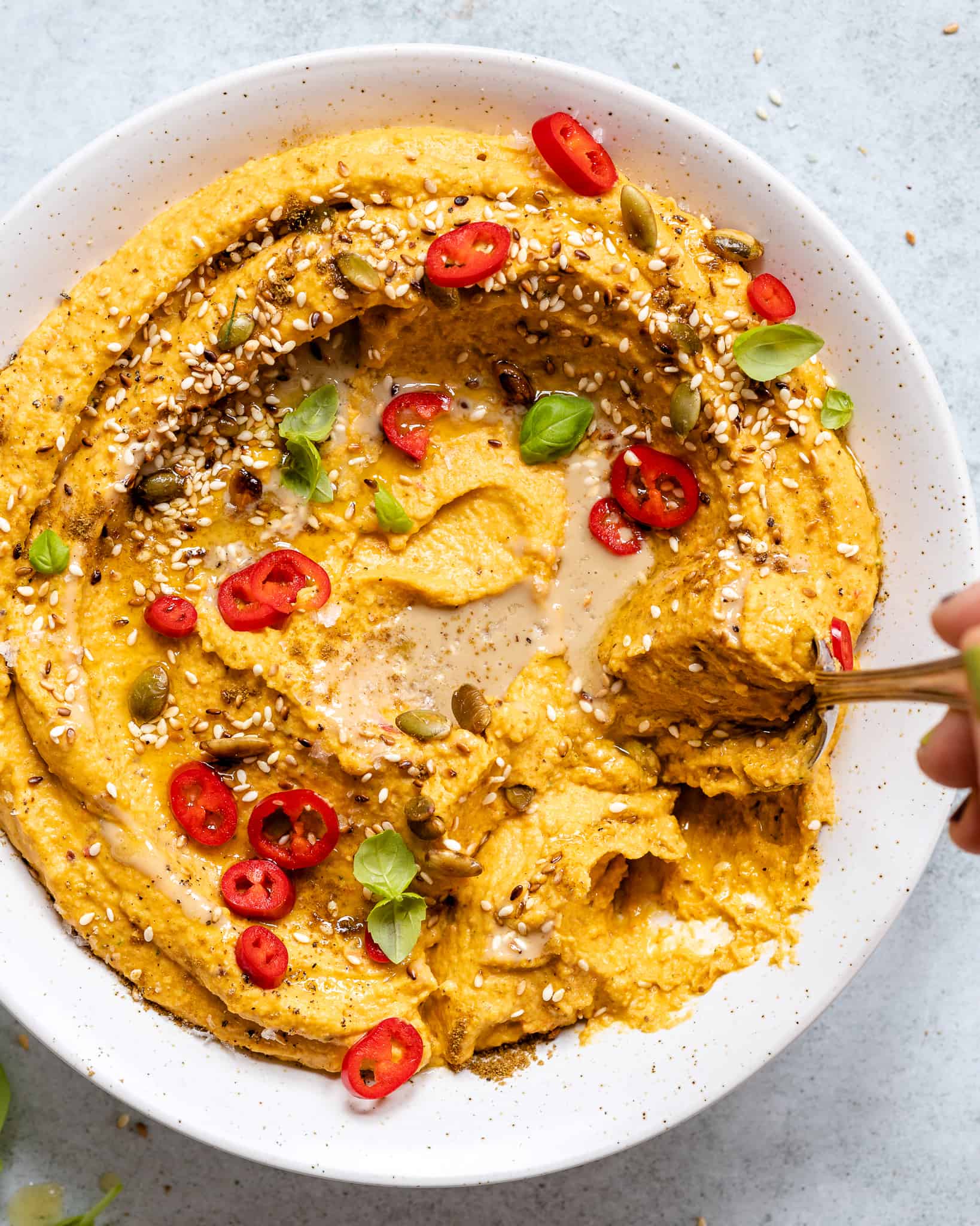 Linsehummus med gulerod og karry