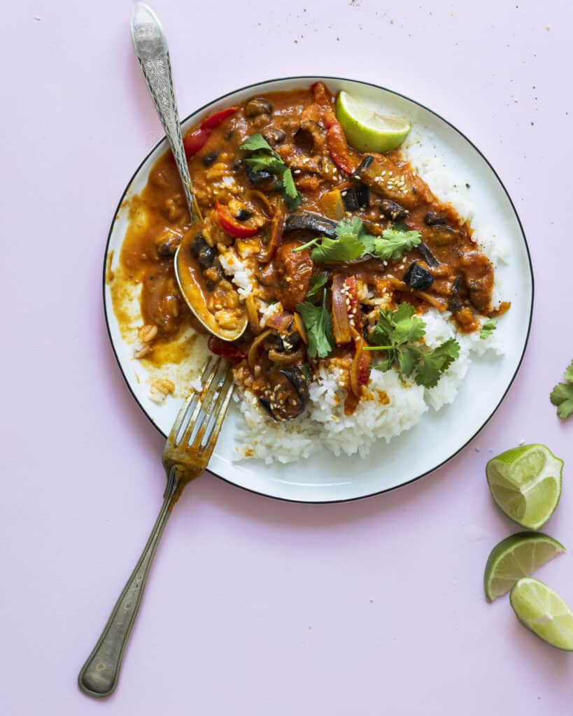 vegetarisk gryderet med aubergine
