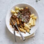 beluga bolognese med pulled aubergine opskrift