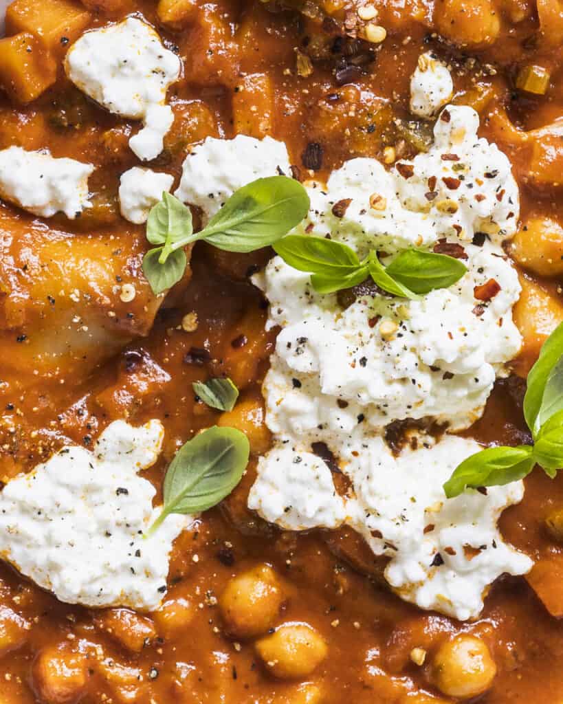 vegetarisk lasagnesuppe med ricotta