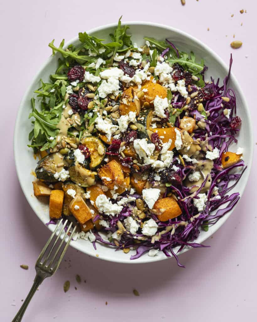 kålsalat med bagt butternut squash