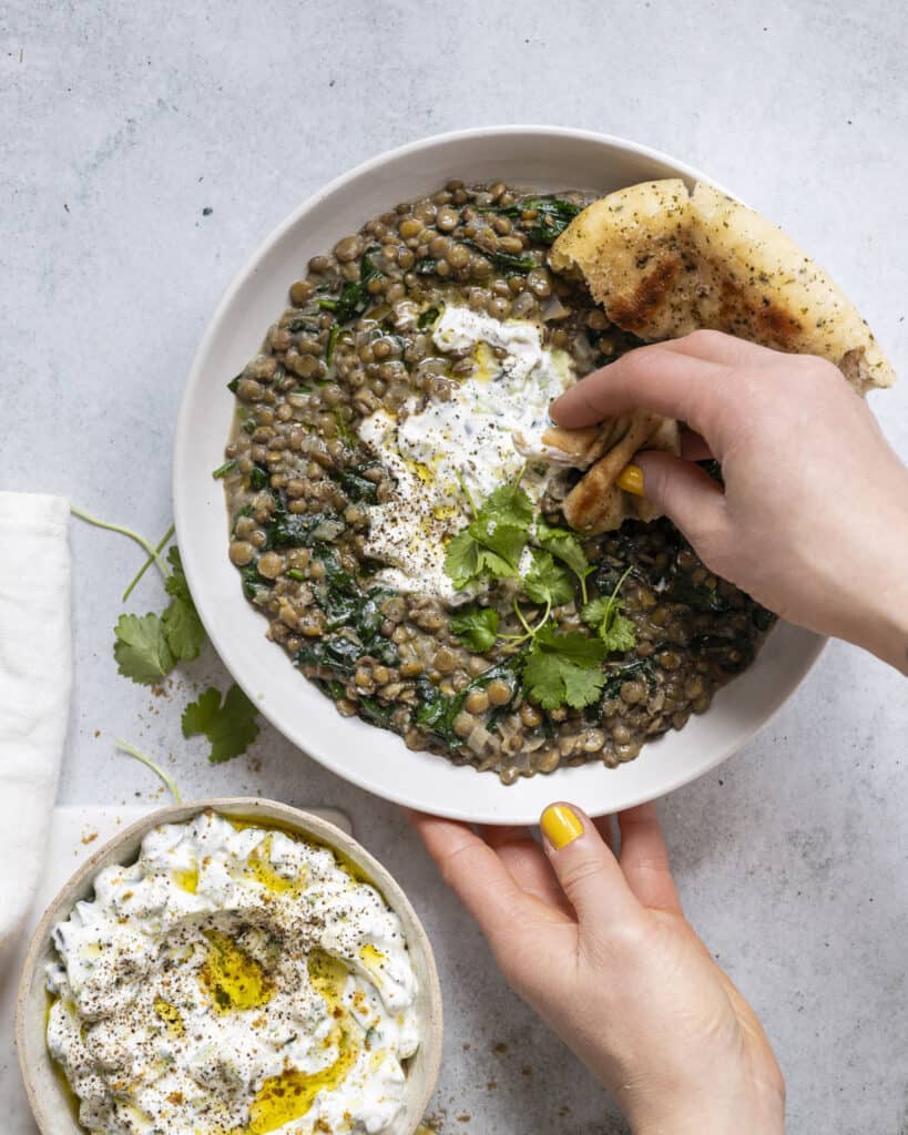 grøn dahl med grønne linser