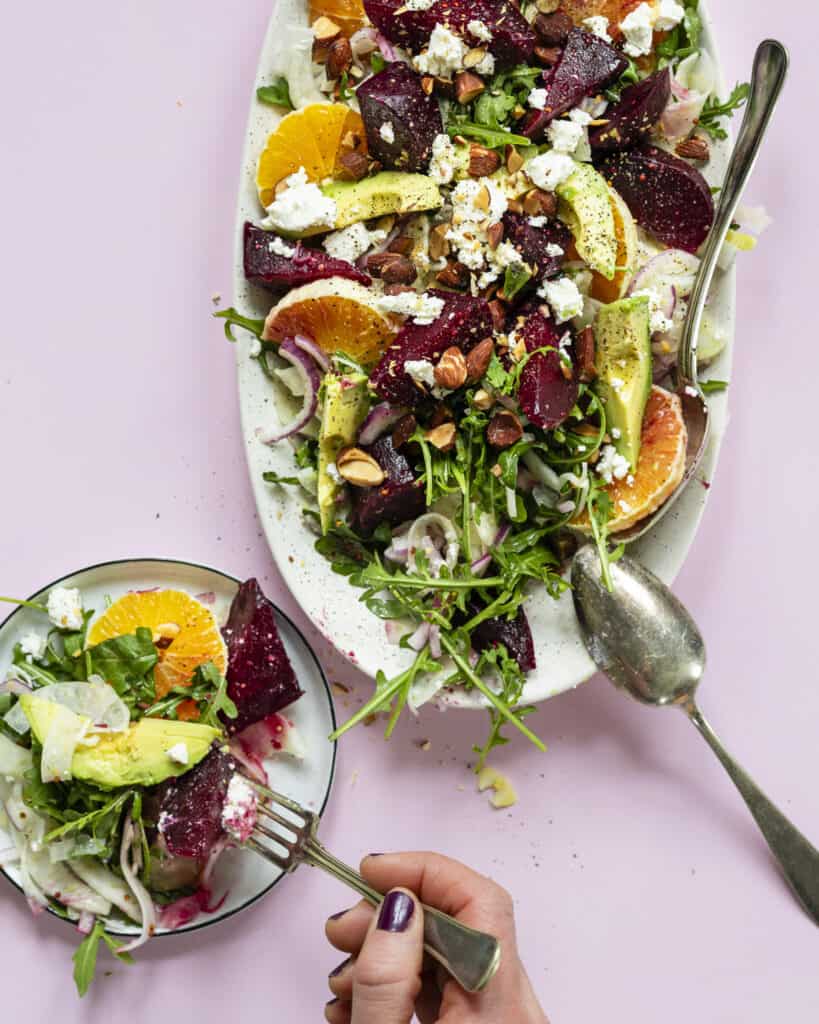 rødbedesalat med feta og appelsin