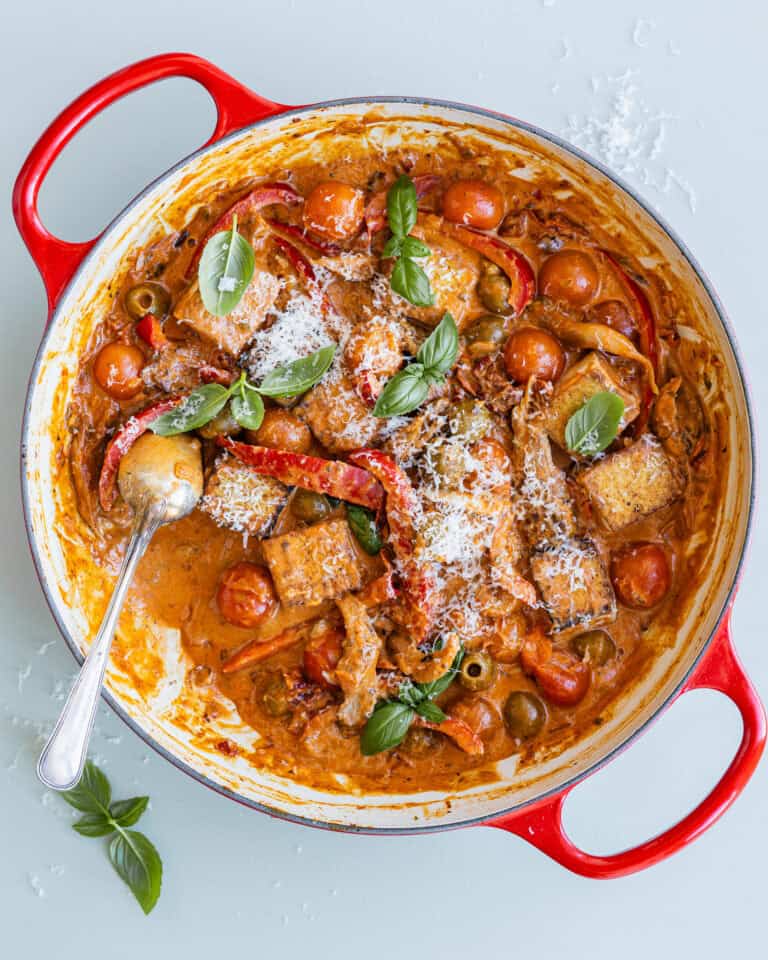 marry me tofu - stegt tofu i flødesauce med svampe