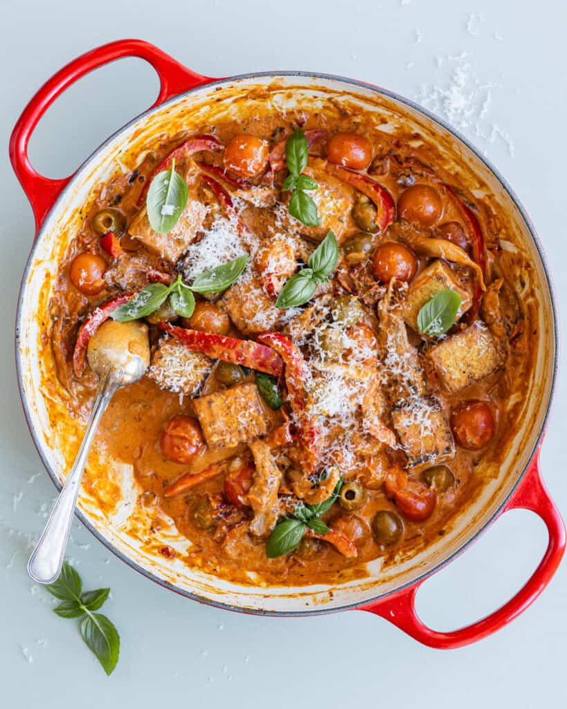 marry me tofu - stegt tofu i flødesauce med svampe