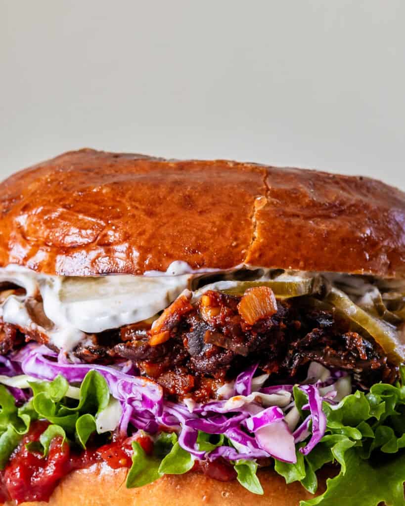 pulled portobello burger