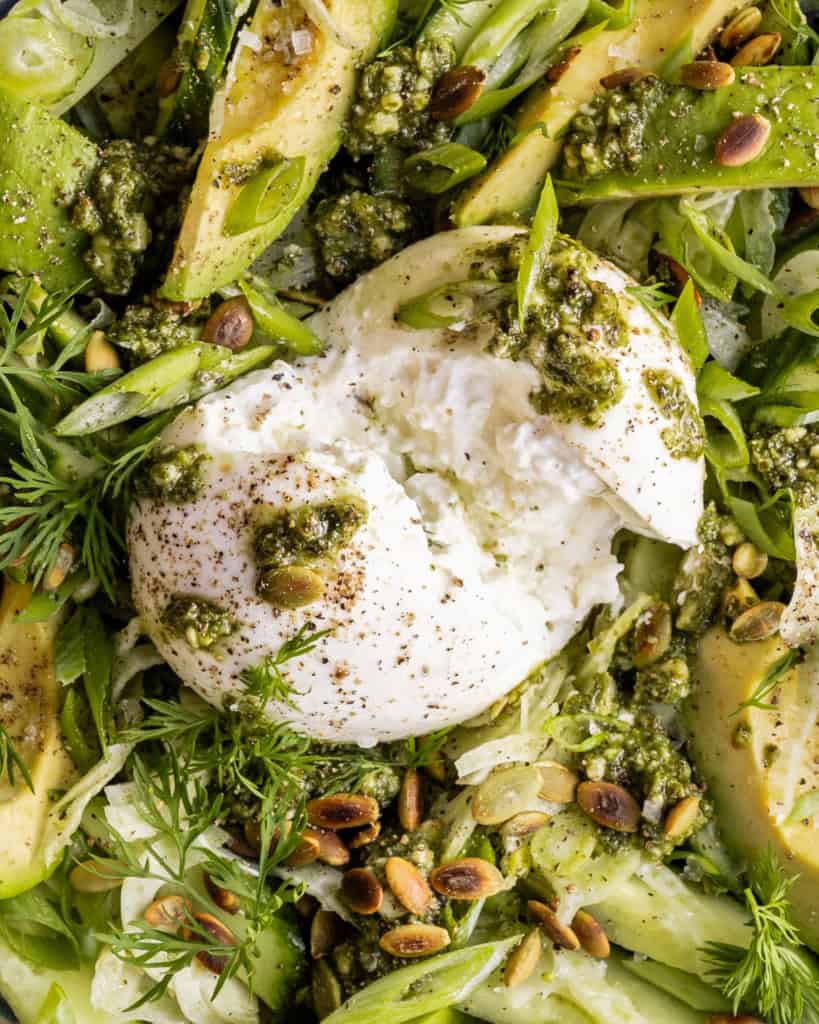 close up avocado salat
